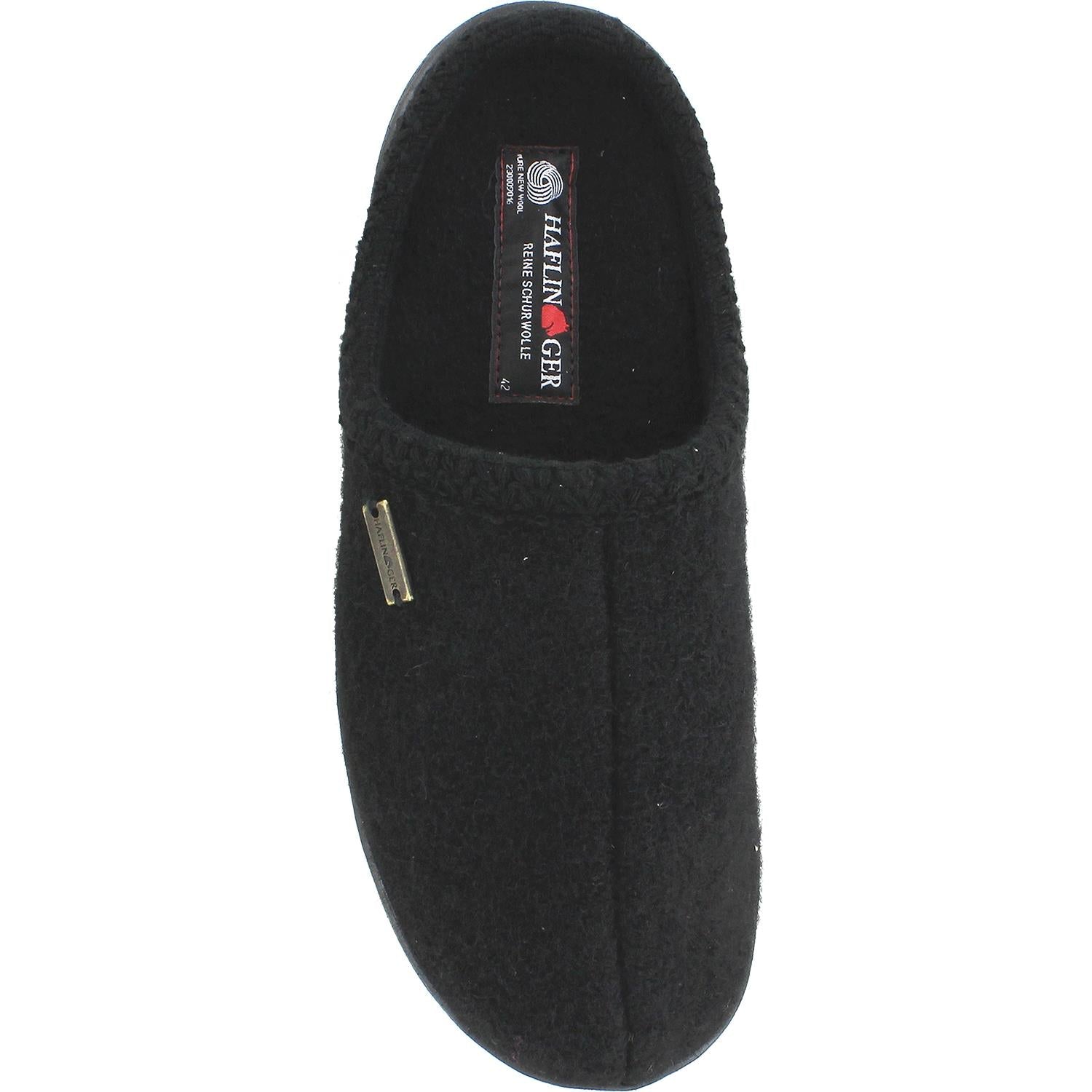 Haflinger AT Unisex Wool Slippers Black Wool