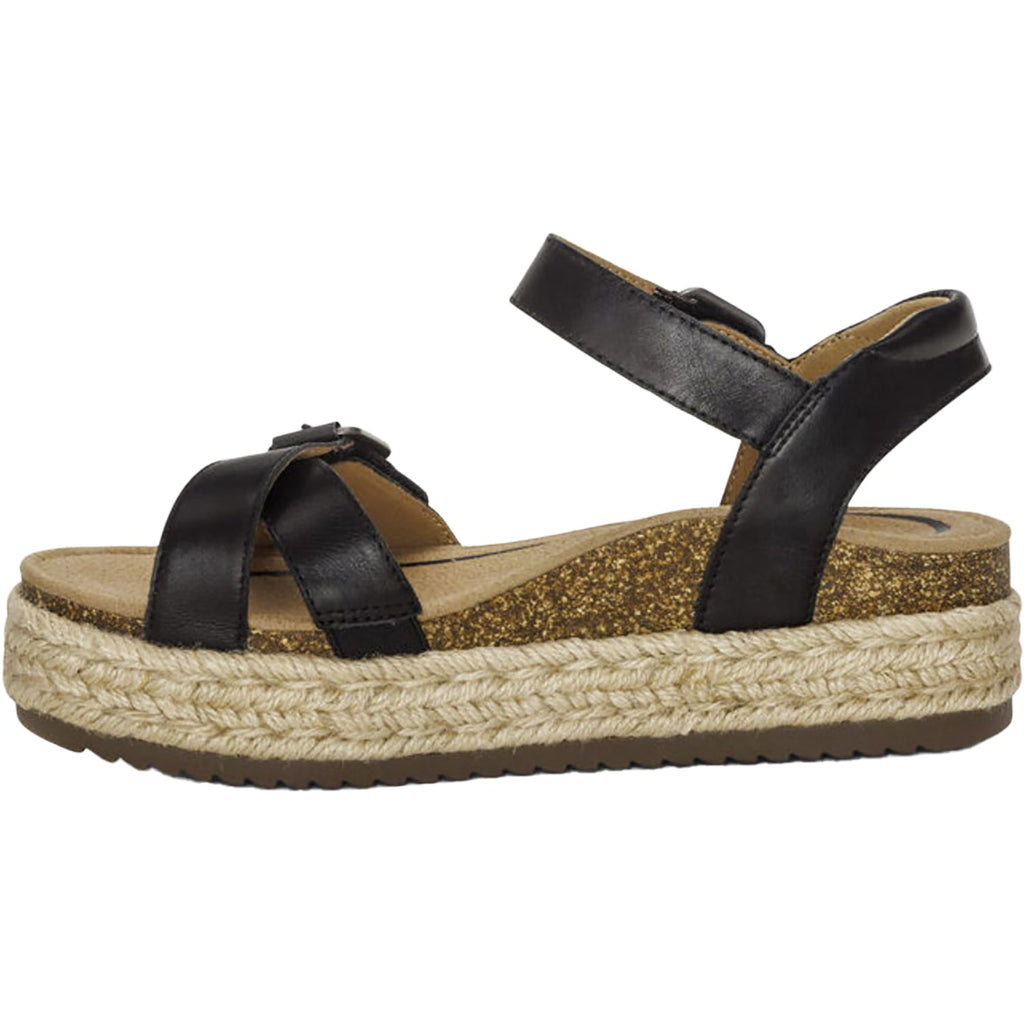 Aetrex Paula Women's Espadrille Sandals Black Leather