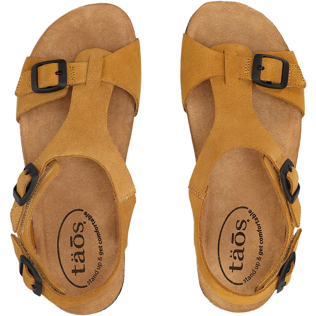 Taos MVP Women's Sandals Maize W/White Buckles & Outsole Suede