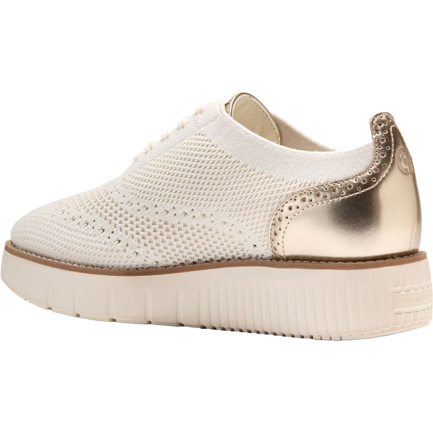 Grand City Platform Stitchlight Women's Sporty Lace Up Shoes Ivory Knit