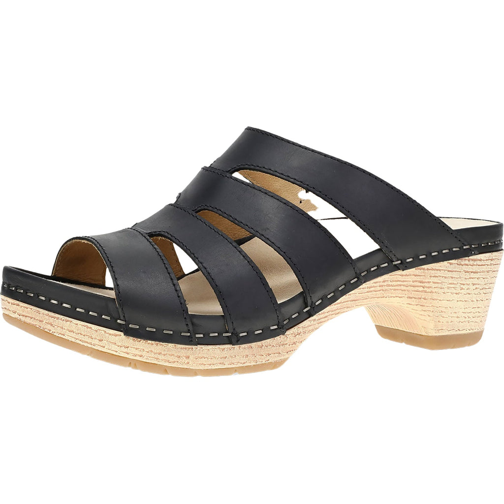 Dansko Lyndi Women's Slide Sandals Black Oiled Pull Up Leather