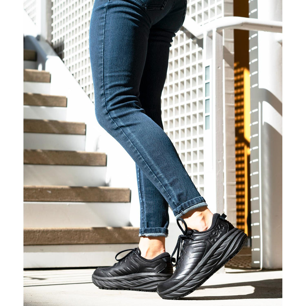 Hoka Bondi SR (Neutral Support) Women's Walking Shoes Black Leather