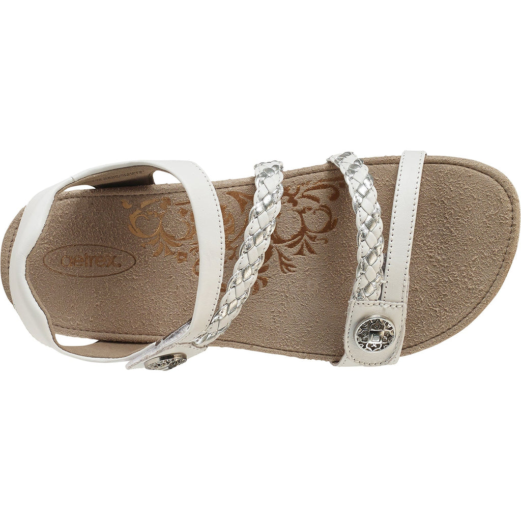 Aetrex Jillian Women's Backstrap Sandals White Leather