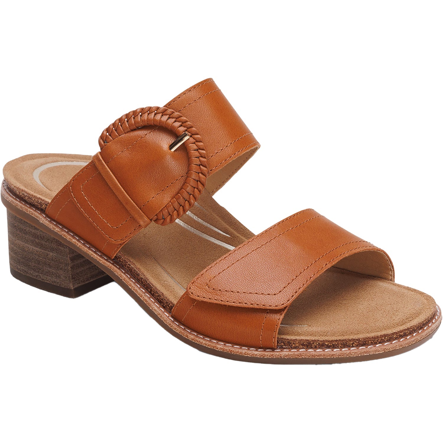 Aetrex Tatiana Women's Slide Sandals Cognac Leather