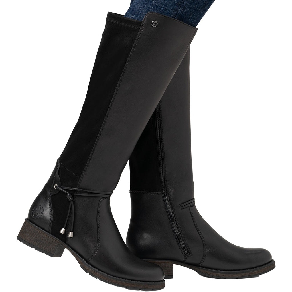 Rieker Z9564-00 Women's Tall Boots Schwarz/Schwarz/Schwarz Leather