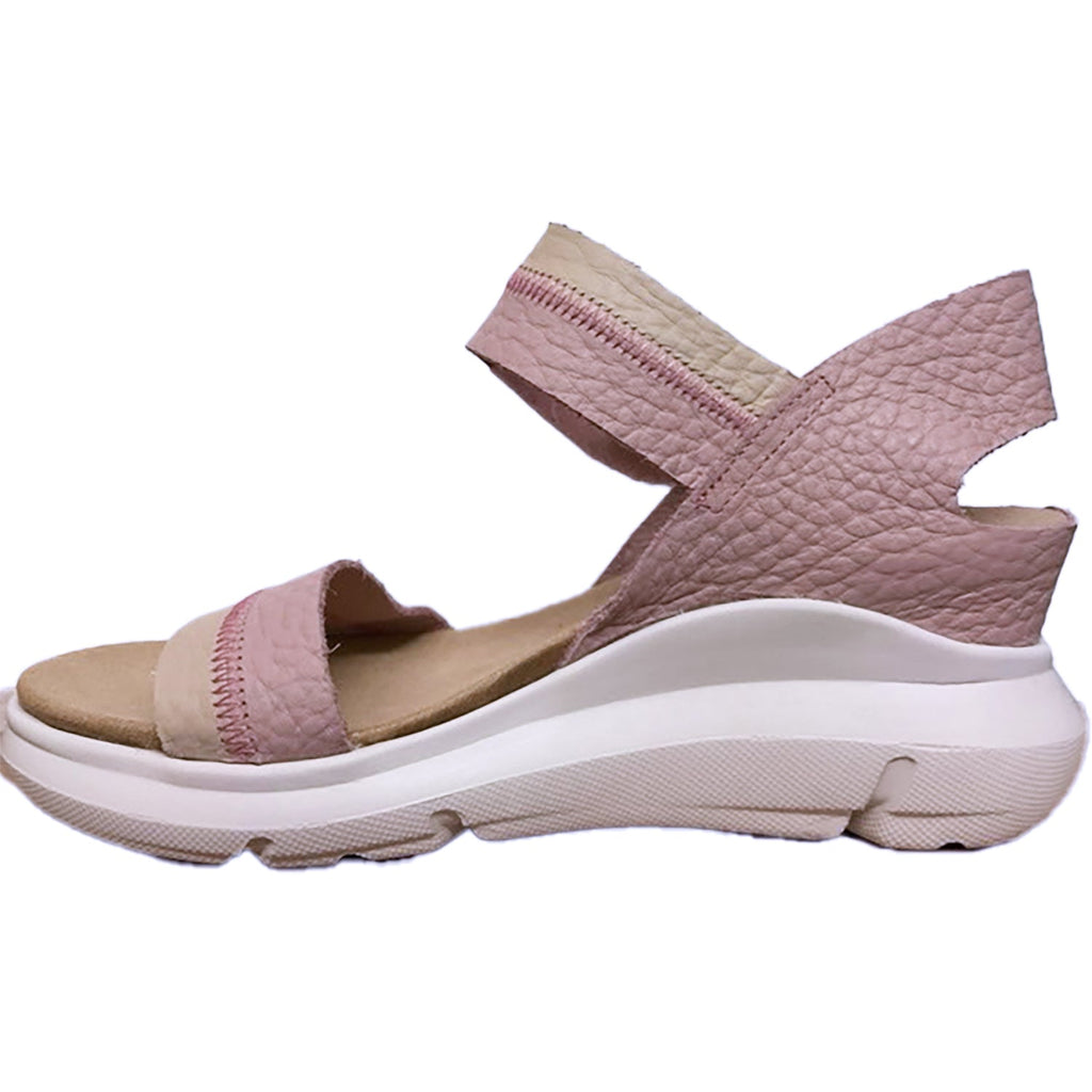 On Foot 80215 Charlotte Women's Wedge Sandals Beige/Nude Leather