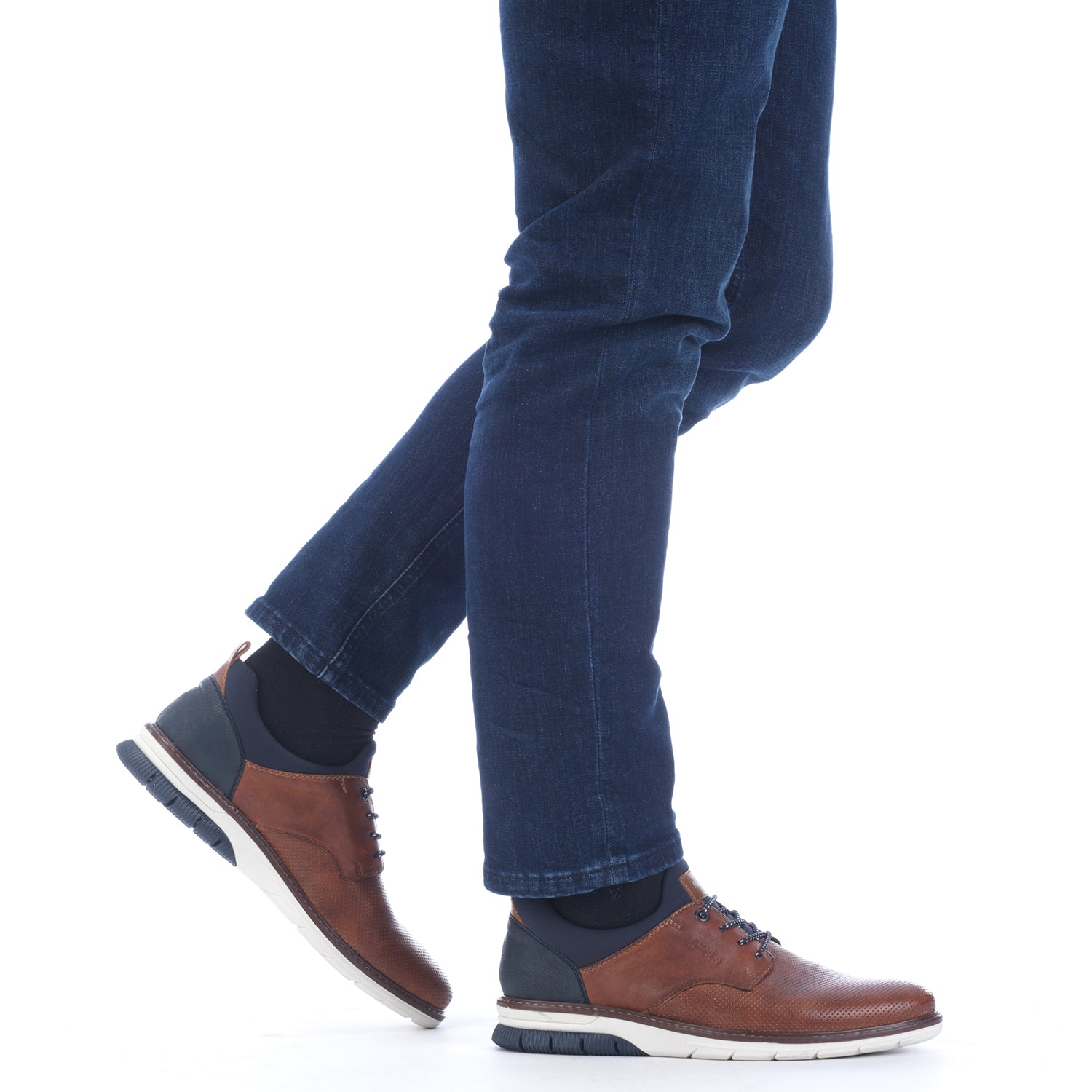 Rieker 14450-22 Men's Oxford Shoes Nuss/Lake/Navy Leather