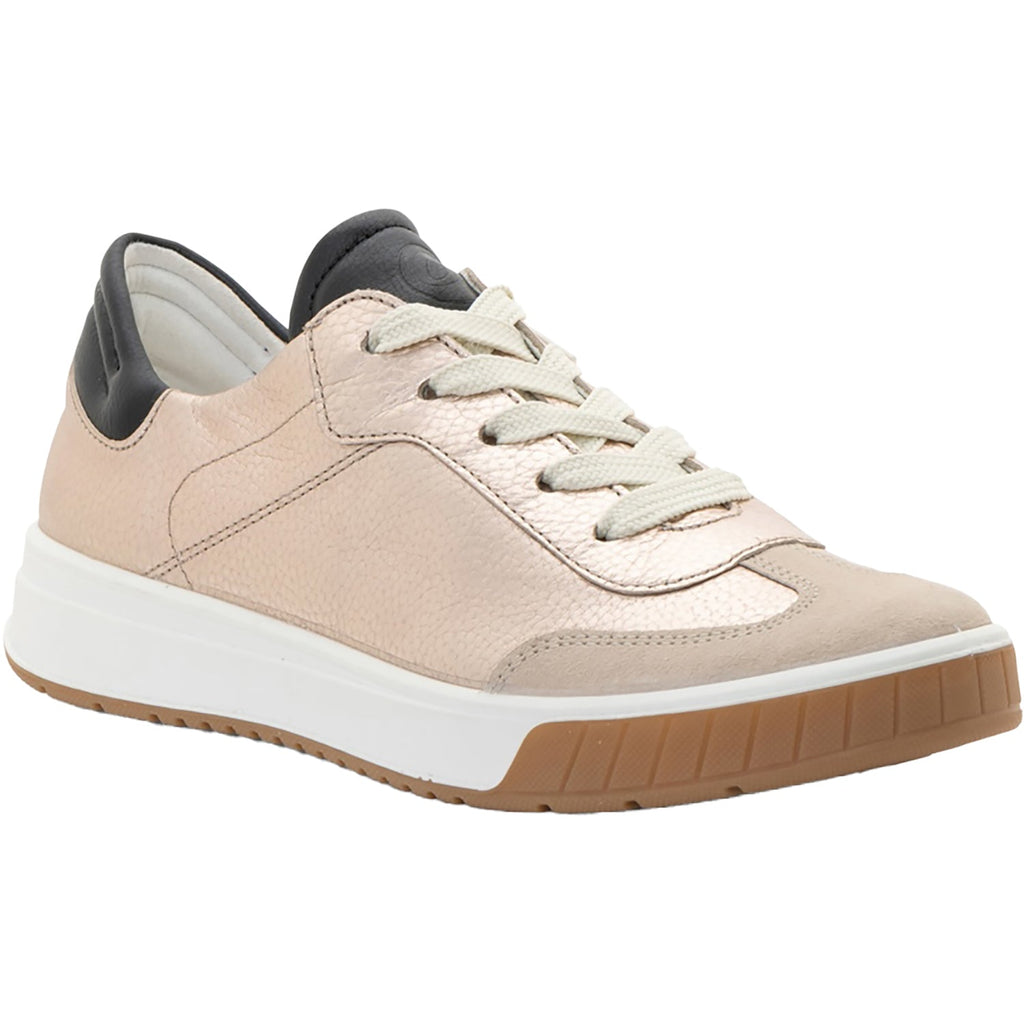 Ara Rhodes Women's Sporty Lace Up Shoes Sand Metallic Leather/Shell Suede