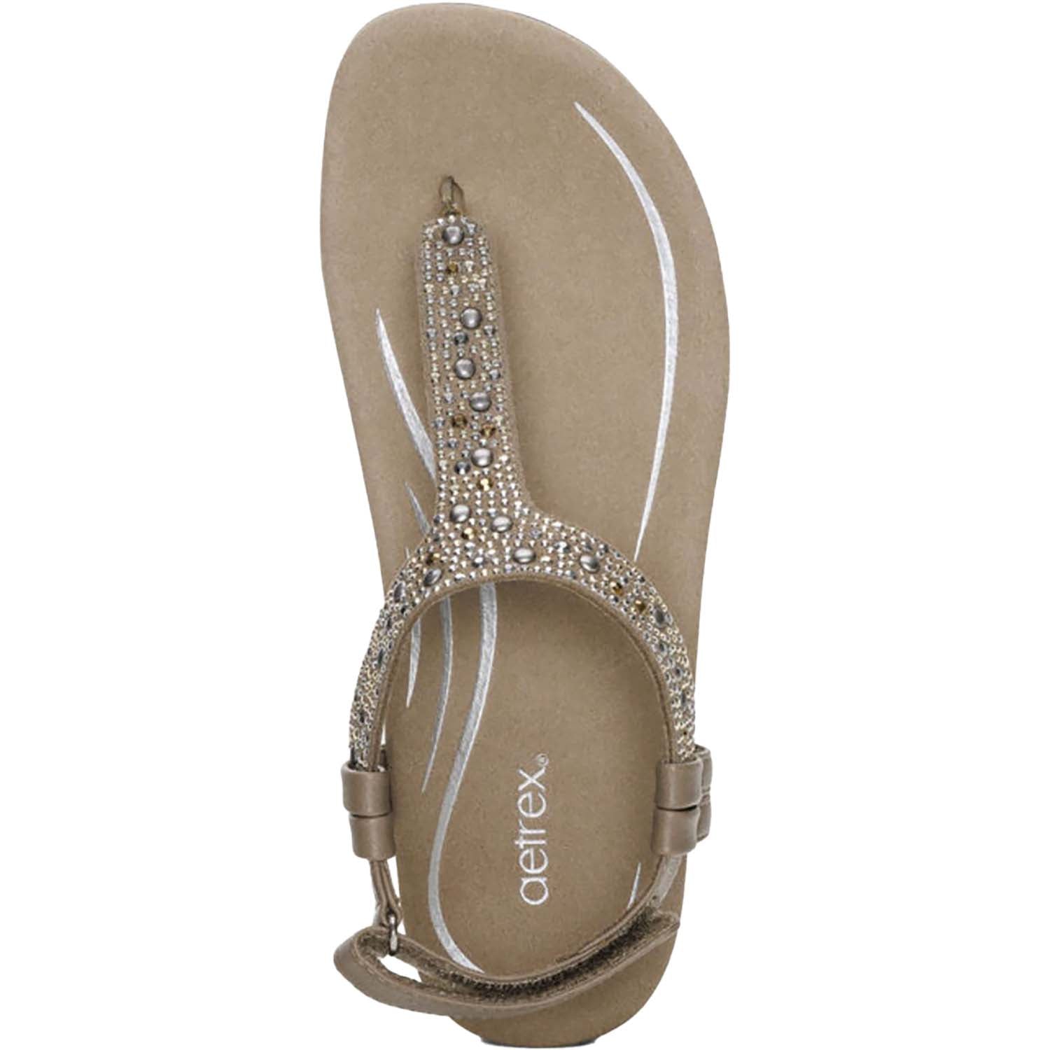 Aetrex Marni Women's Sandals Taupe With Embellishments Synthetic