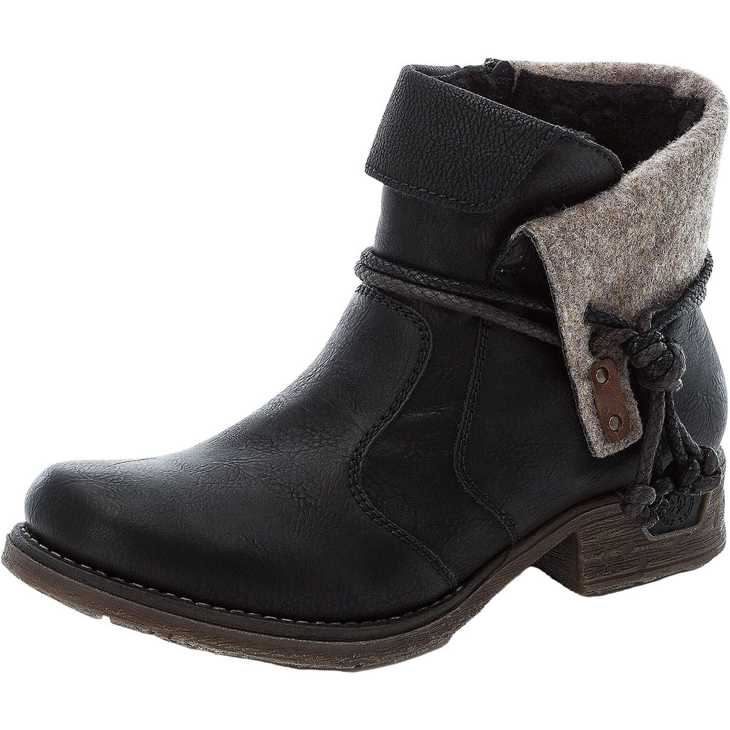 Rieker 79693-00 Women's Boots Schwarz/Schwarz/Wood Synthetic