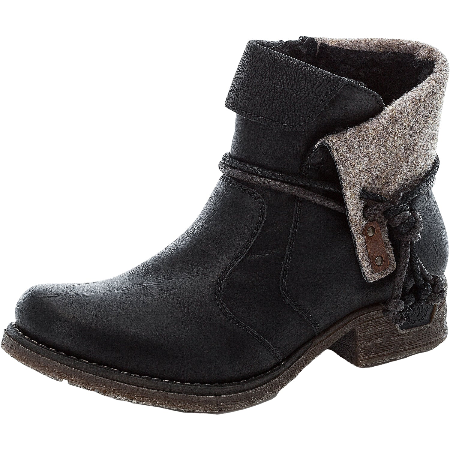 Rieker 79693-00 Women's Boots Schwarz/Schwarz/Wood Synthetic
