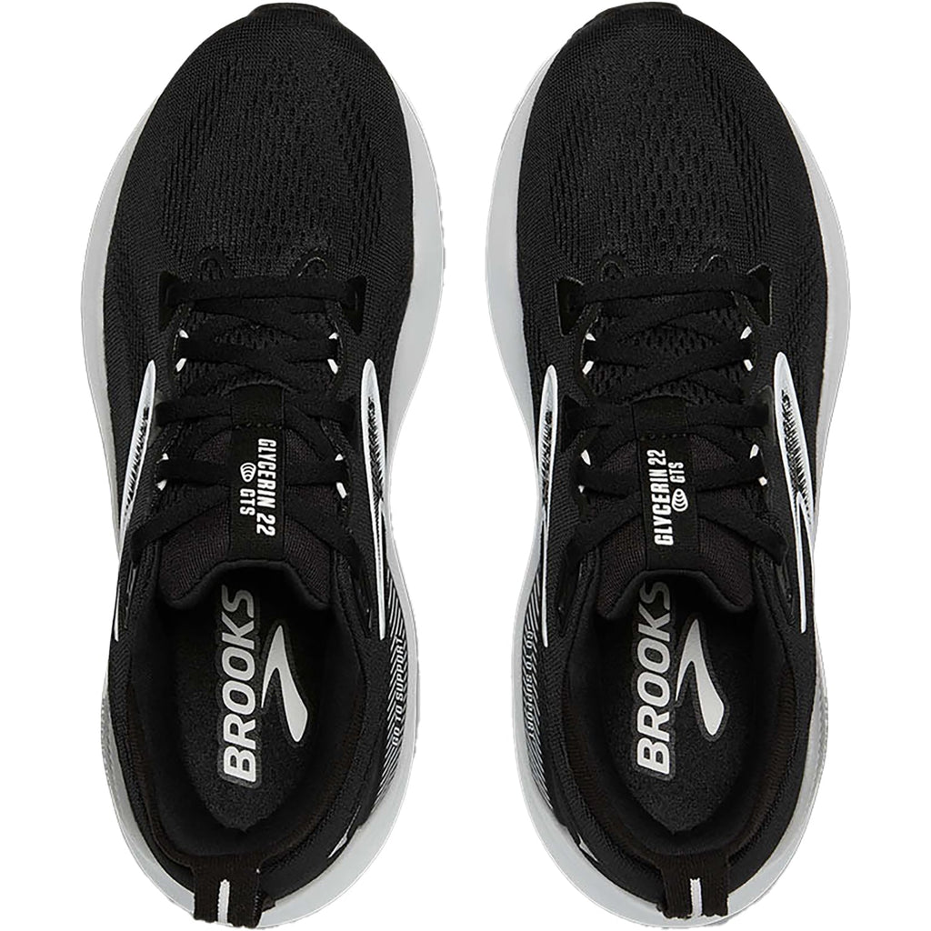 Brooks Glycerin GTS 22 (Neutral Support) (Stability Support) Women's Athletic Shoes Black/Grey/White Mesh