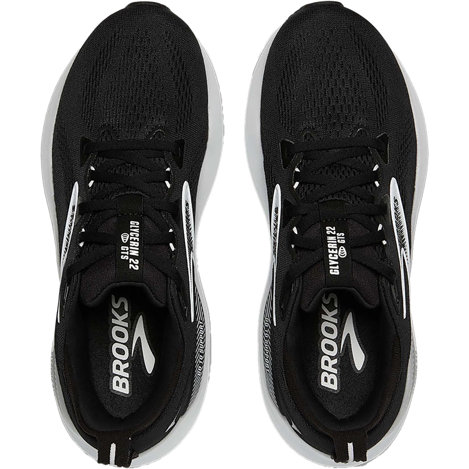 Brooks Glycerin GTS 22 (Neutral Support) (Stability Support) Women's Athletic Shoes Black/Grey/White Mesh