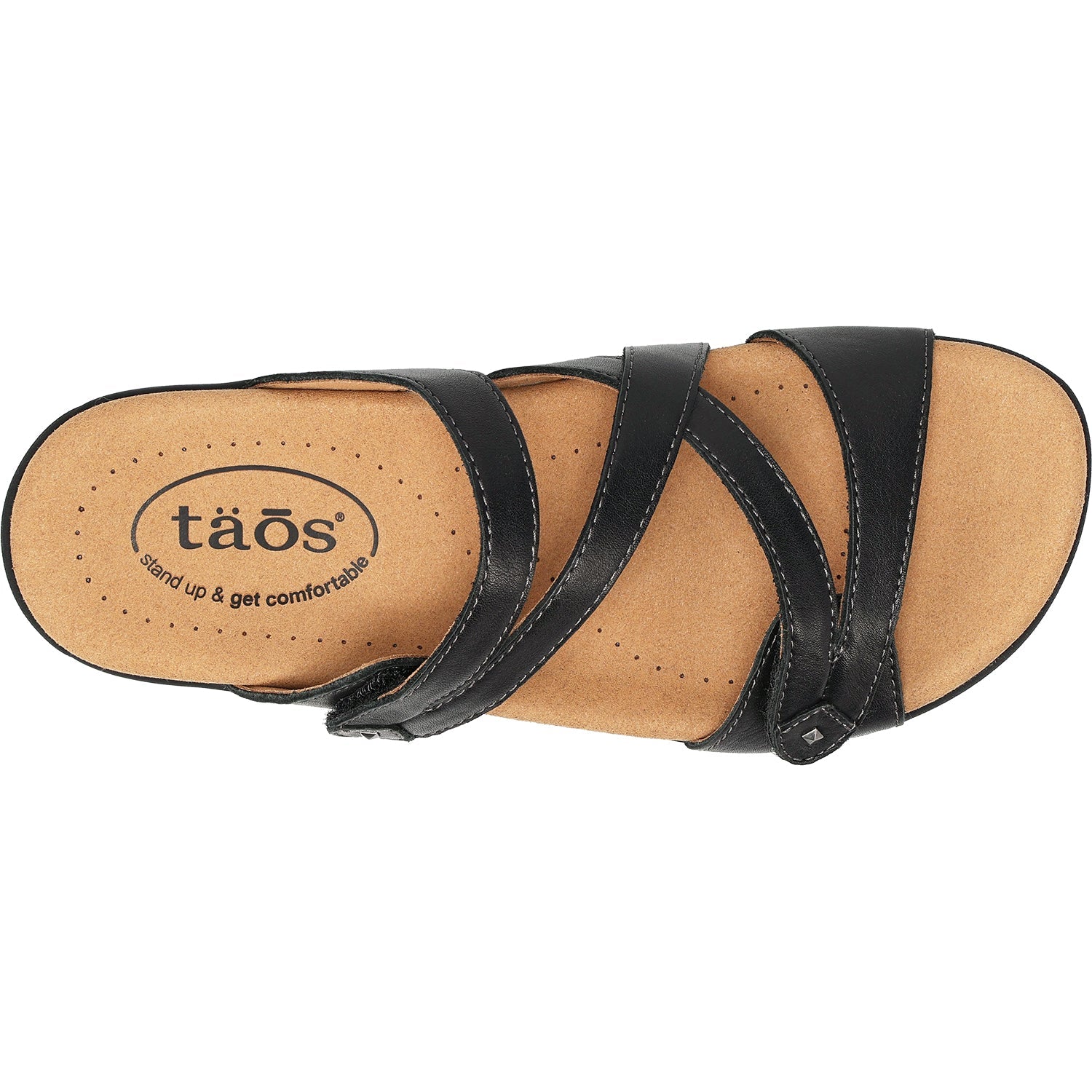 Taos Double U Women's Slide Sandals Black Leather