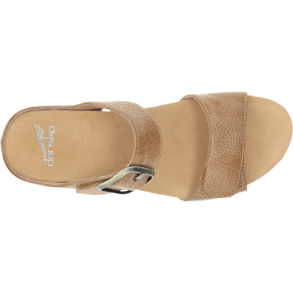 Dansko Tanya Women's Wedge Heel Slide Sandals Tan Milled Burnished Leather