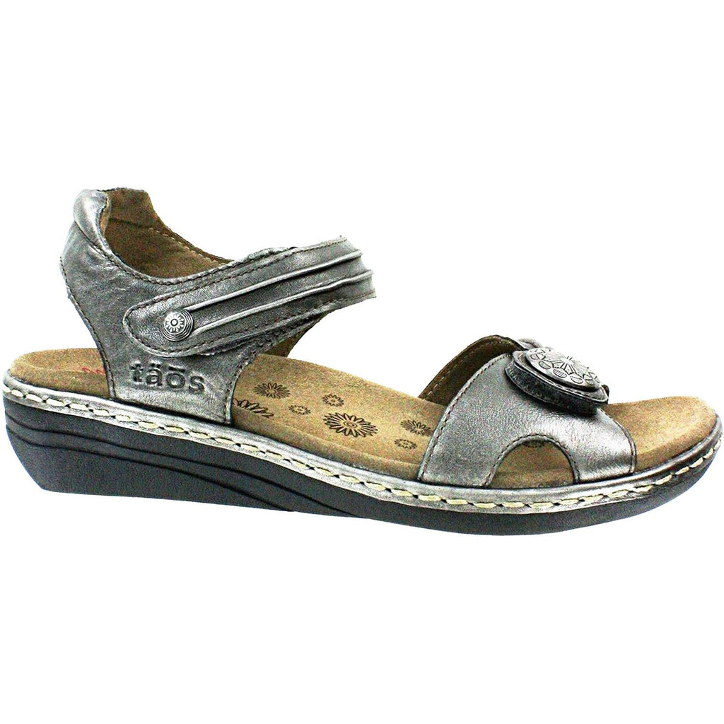 Taos Escape Women's Ankle Strap Sandals Pewter Leather