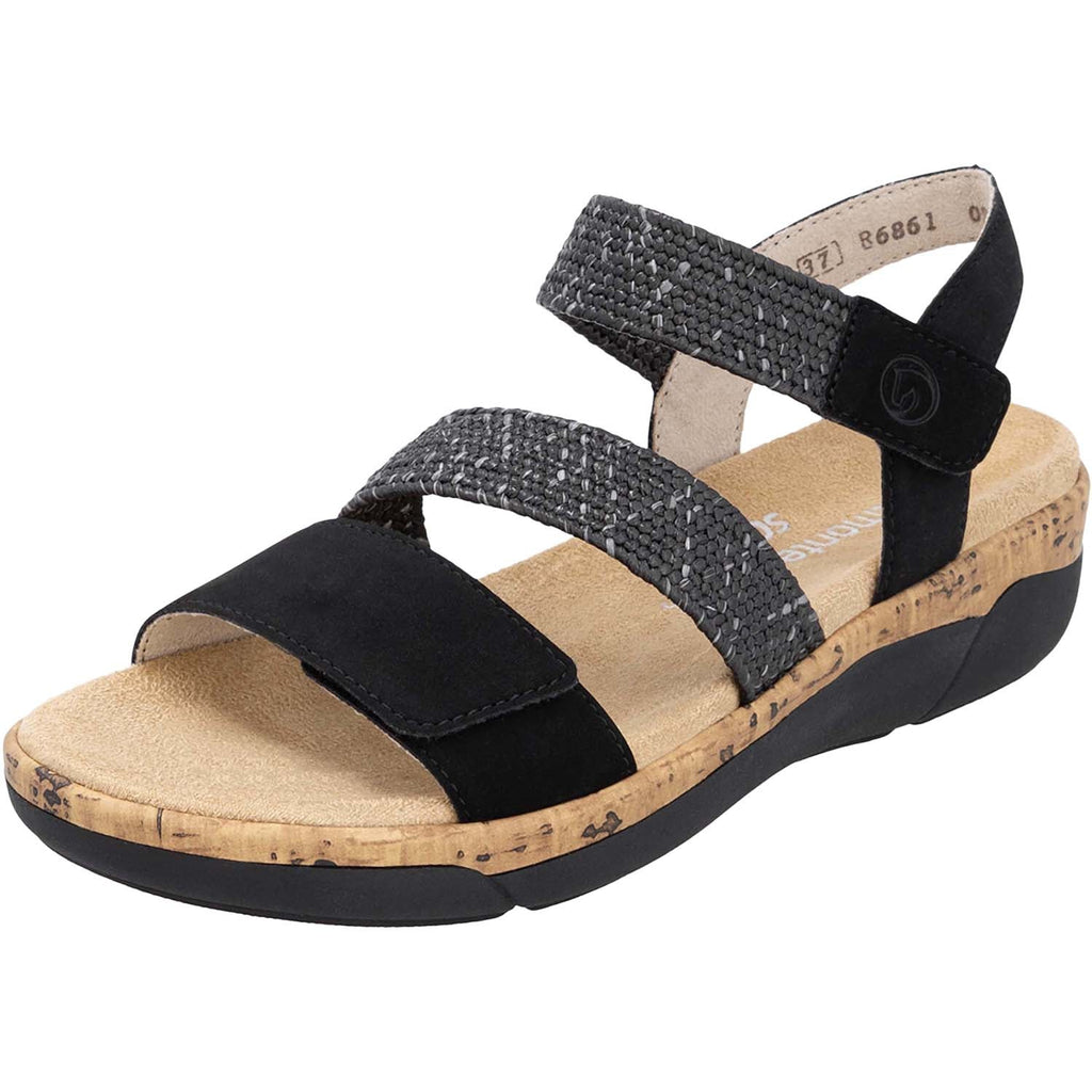 Remonte R6861-02 Women's Sandals Black Woven Stretch