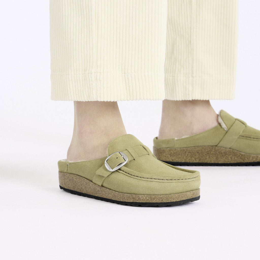 Birkenstock Buckley Shearling Women's Clogs Slippers Taupe Suede
