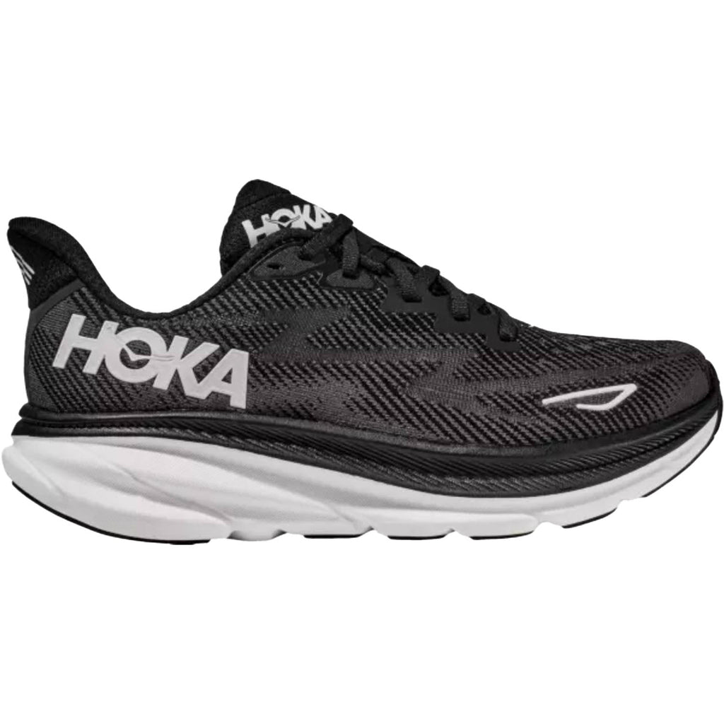 Hoka Clifton 9 (Neutral Support) Women's Road Running Shoes Black/White Mesh
