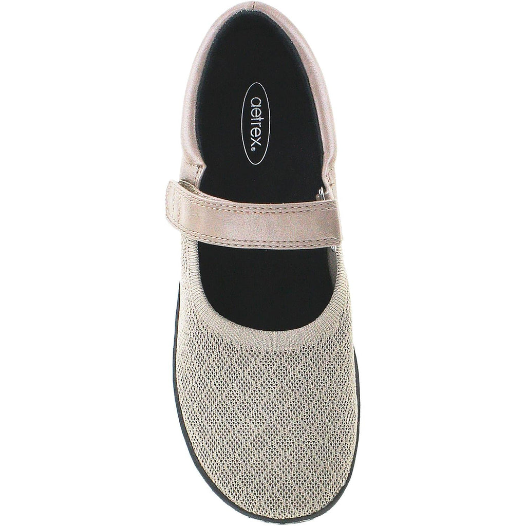 Aetrex Helen Knit Women's Mary Janes Taupe Grey Fabric
