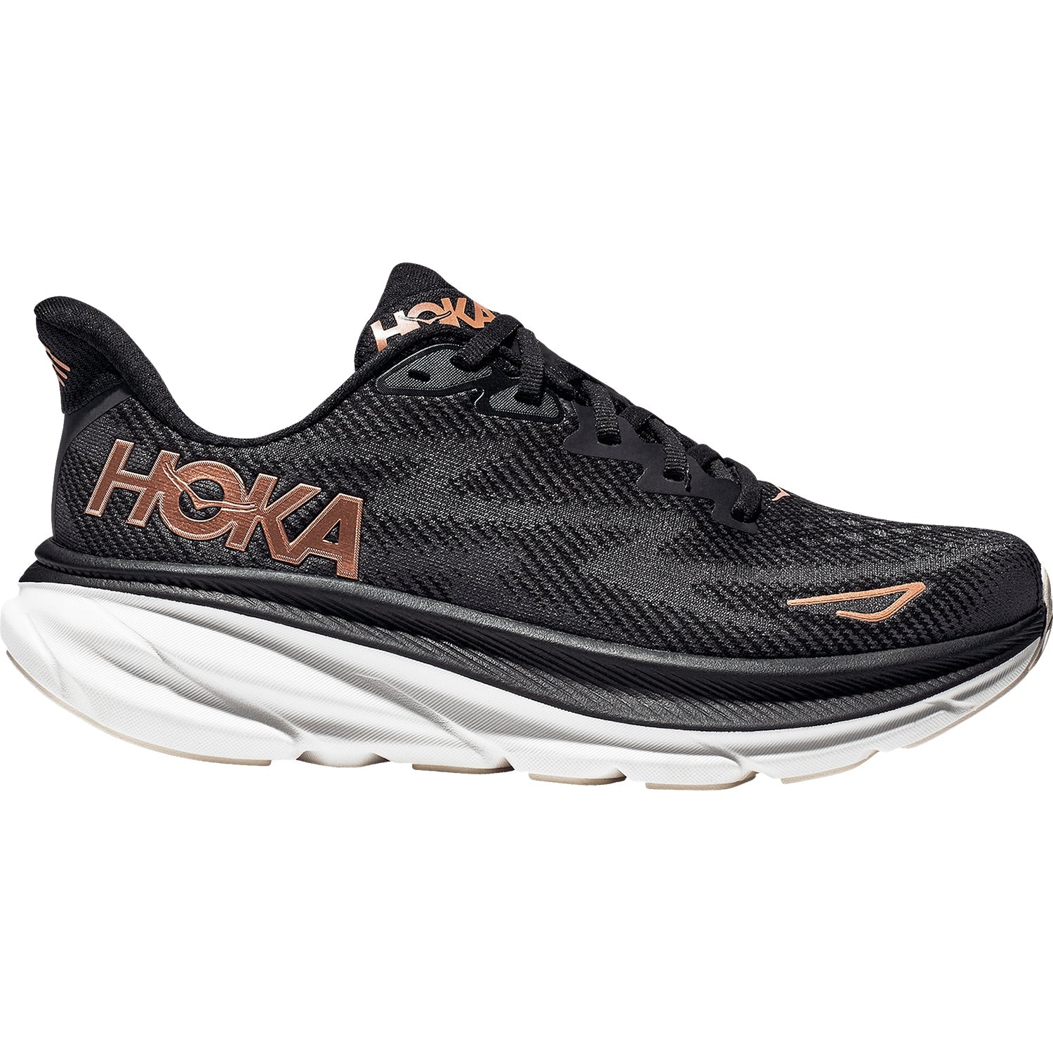 Hoka Clifton 9 (Neutral Support) Women's Running Shoes Black/Rose Gold Mesh