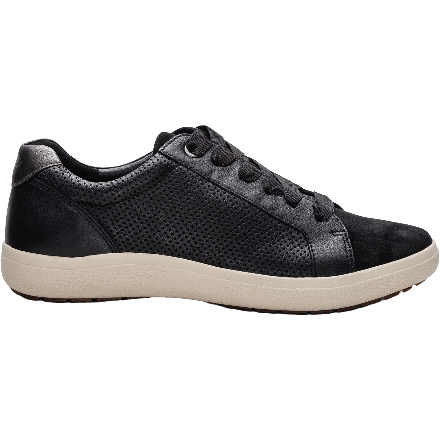 Aetrex Courtney Women's Sporty Lace Up Shoes Black Perf Leather/Suede