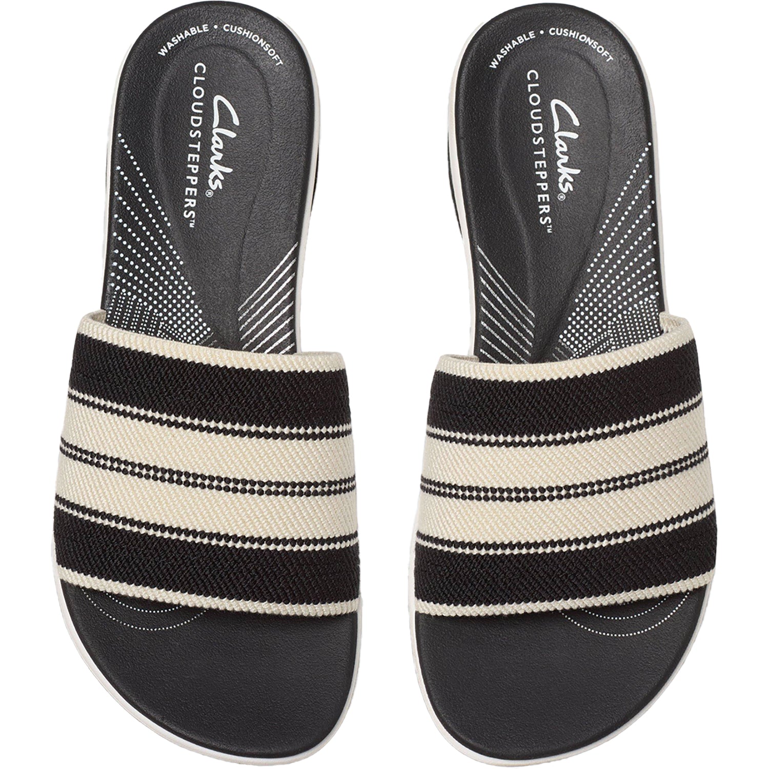 Clarks Cloudsteppers Arla Hollis Women's Slide Sandals Black Combi Knit Synthetic