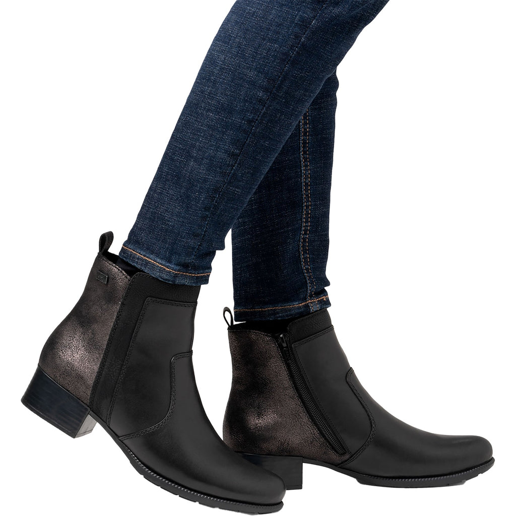 Rieker 78658-00 Women's Boots Schwarz/Schwarz/Schwarz Leather