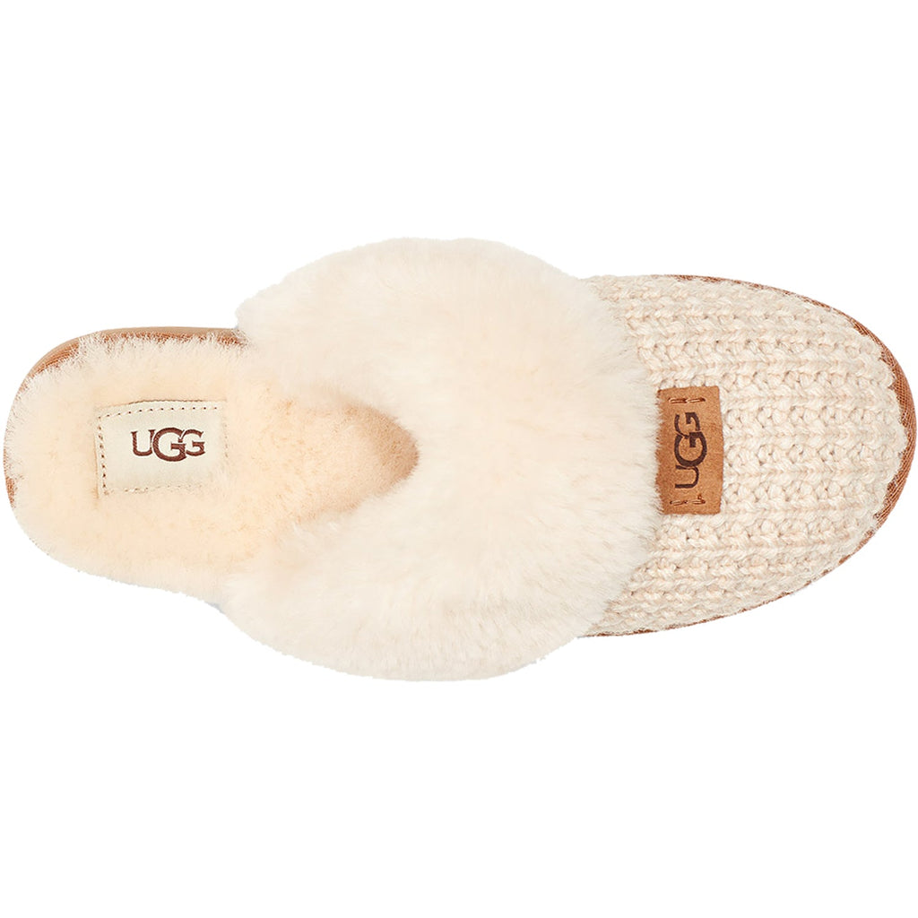 UGG Cozy Women's Knit Slippers Cream Knit Fabric