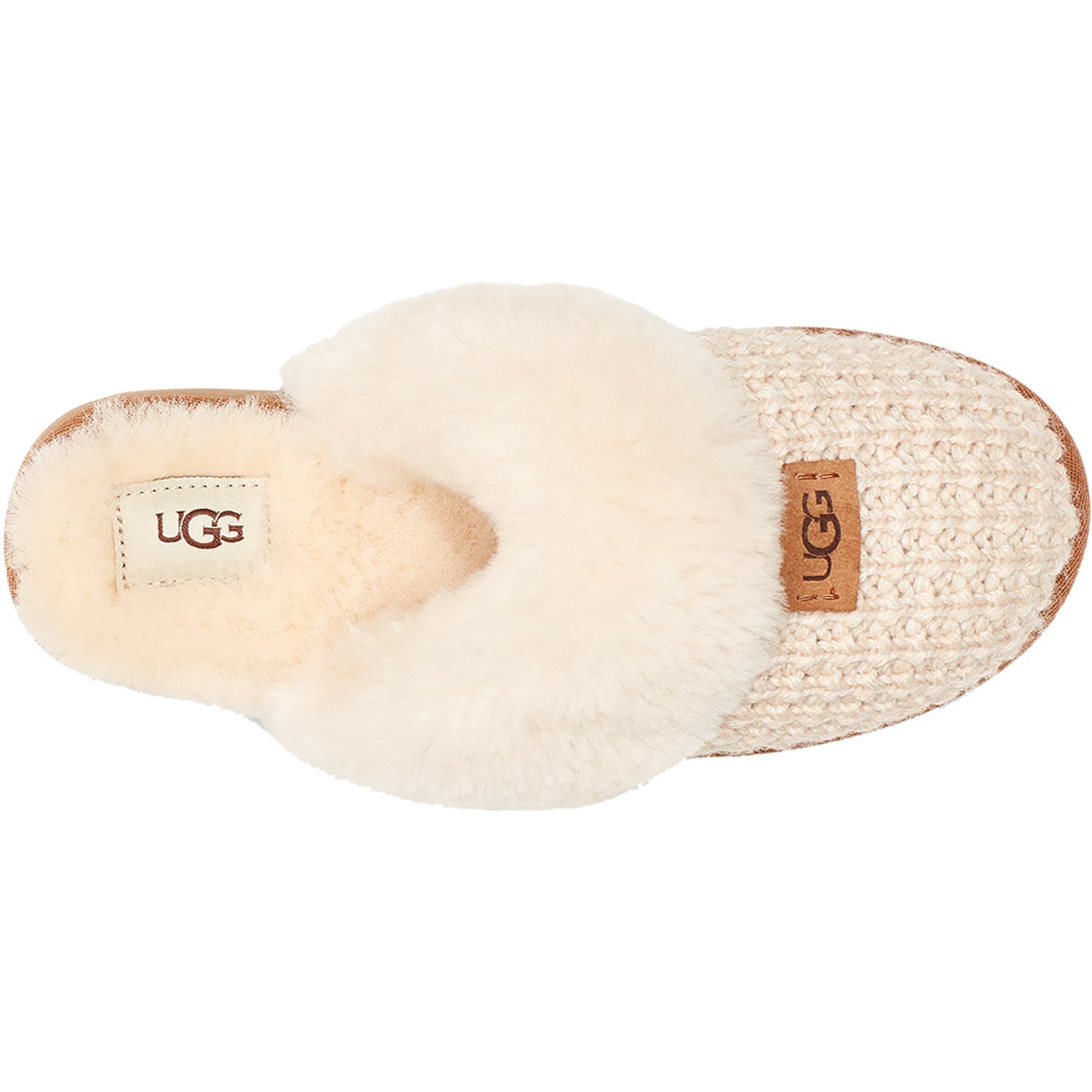 UGG Cozy Women's Knit Slippers Cream Knit Fabric