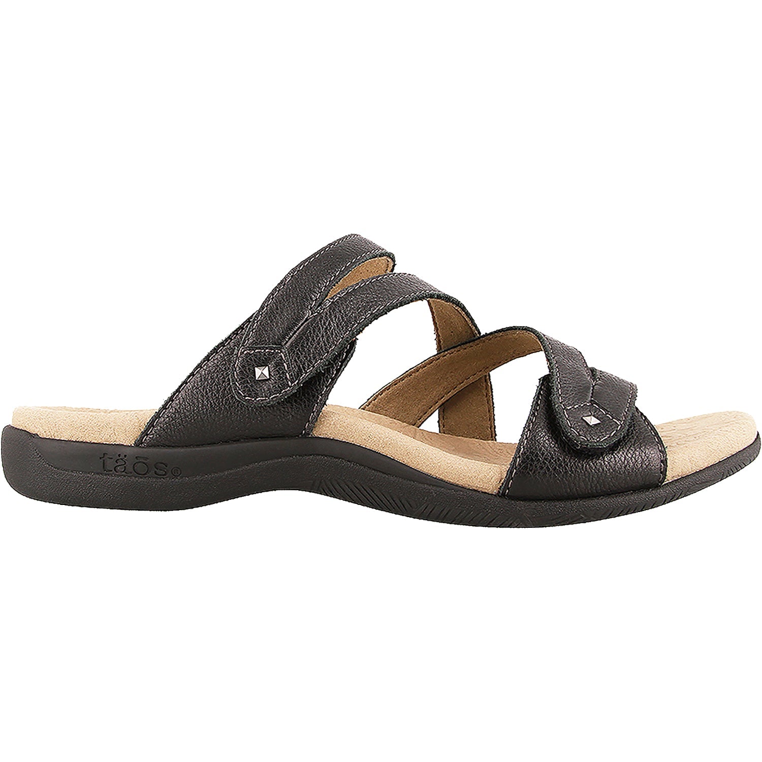 Taos Double U Women's Slide Sandals Black Leather