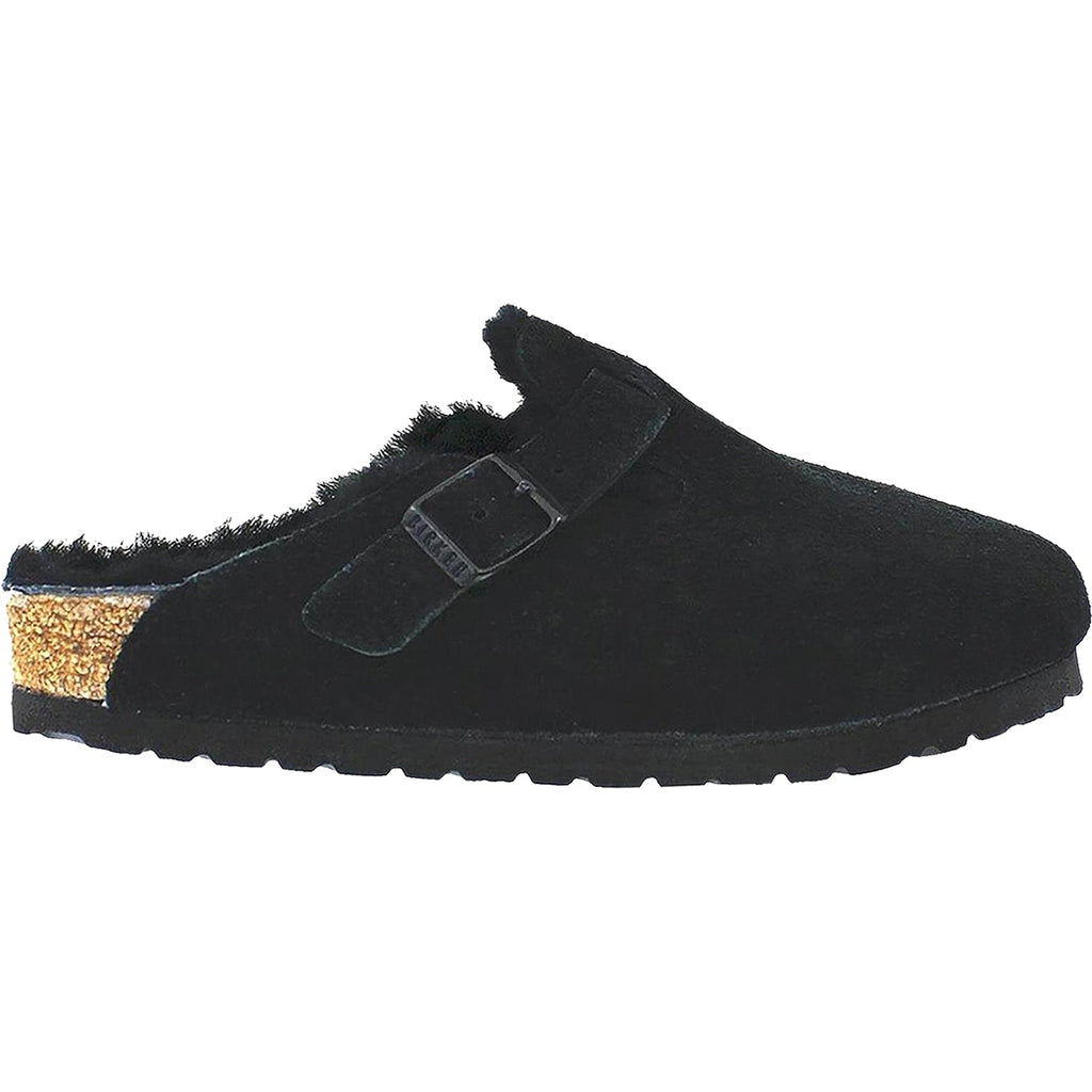 Birkenstock Boston Shearling Unisex Clogs Black Suede