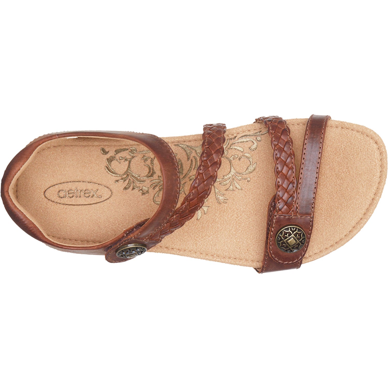 Aetrex Jillian Women's Backstrap Sandals Walnut Leather
