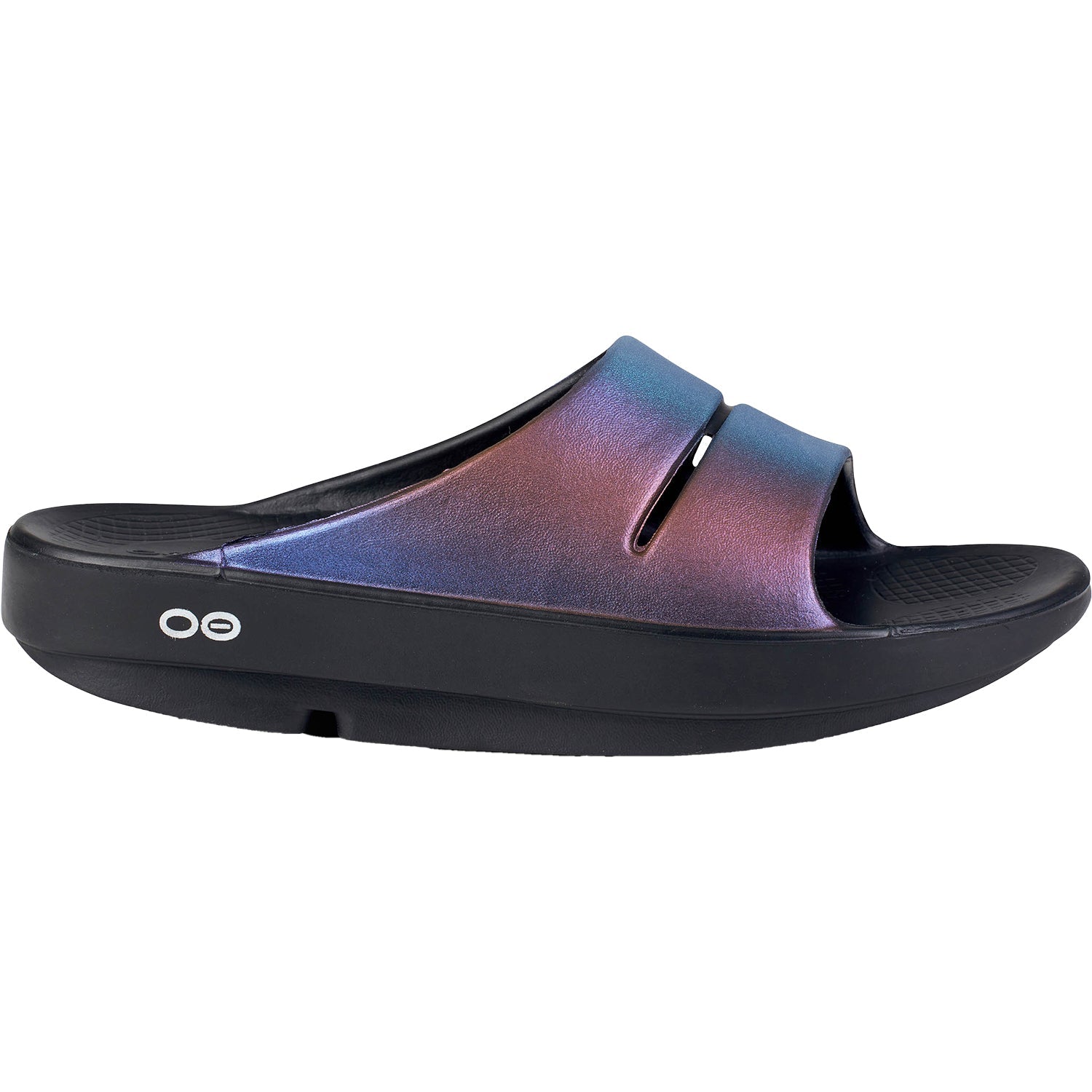 OOFOS OOahh Luxe Women's Recovery Slide Sandals Midnight Spectre Synthetic