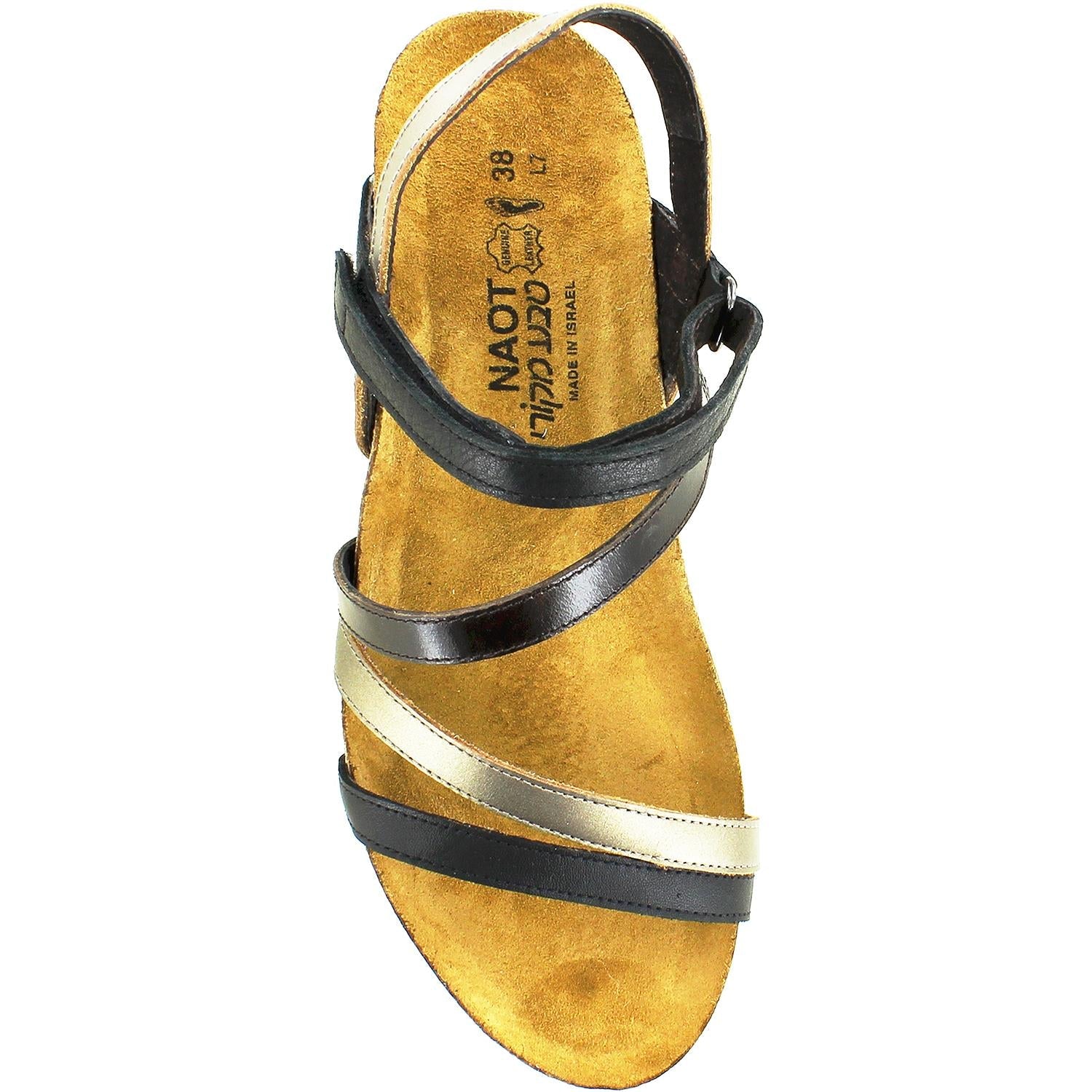 Naot Hero Women's Wedge Heel Sandals Black/Pewter/Walnut Leather