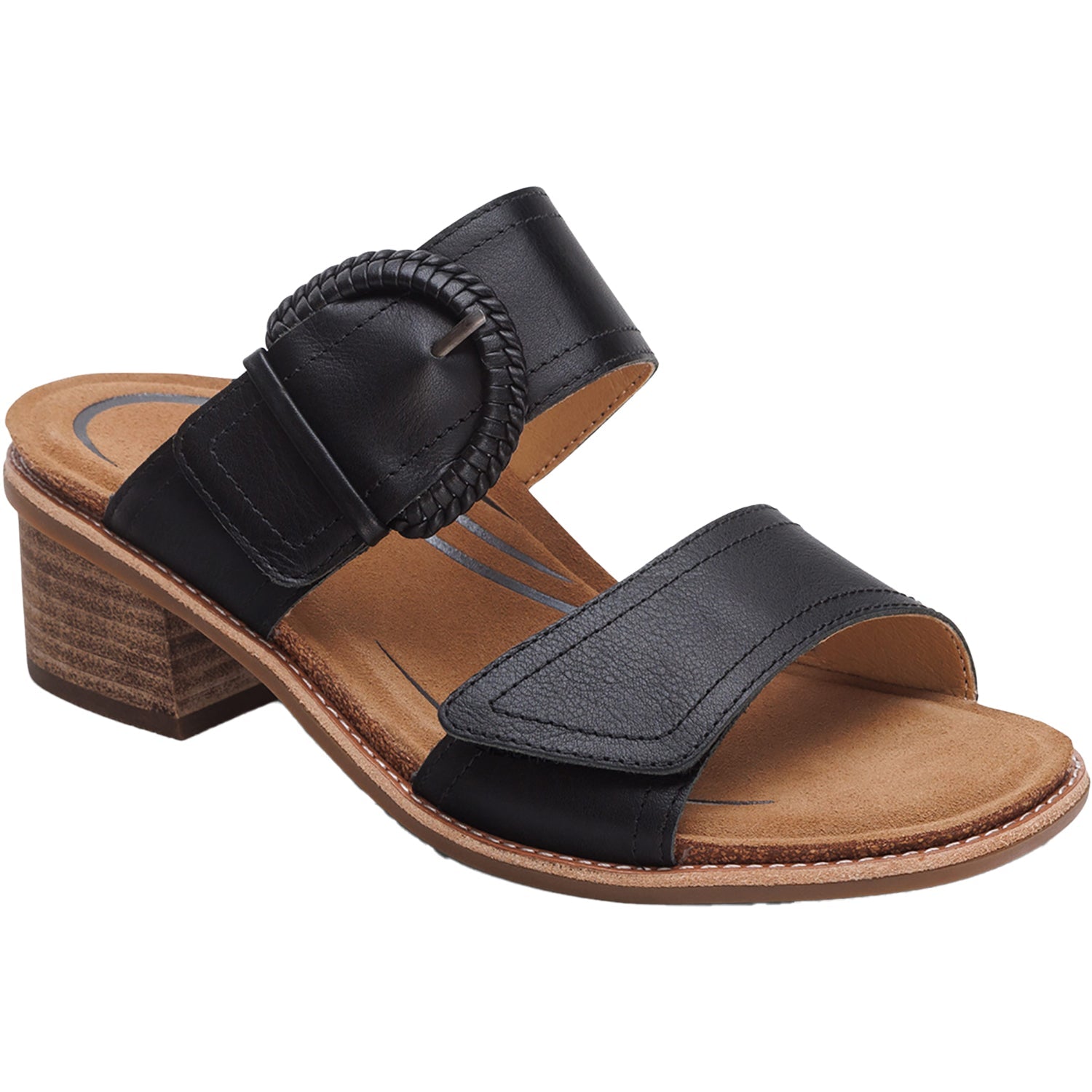 Aetrex Tatiana Women's Slide Sandals Black Leather