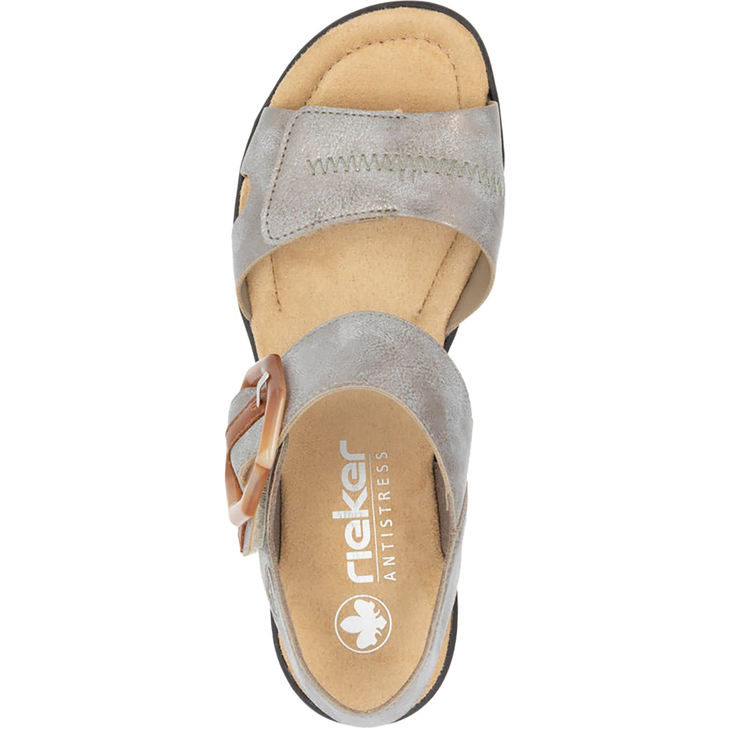 Rieker 68176-40 Women's Wedge Sandals Grey/Cayenne Synthetic