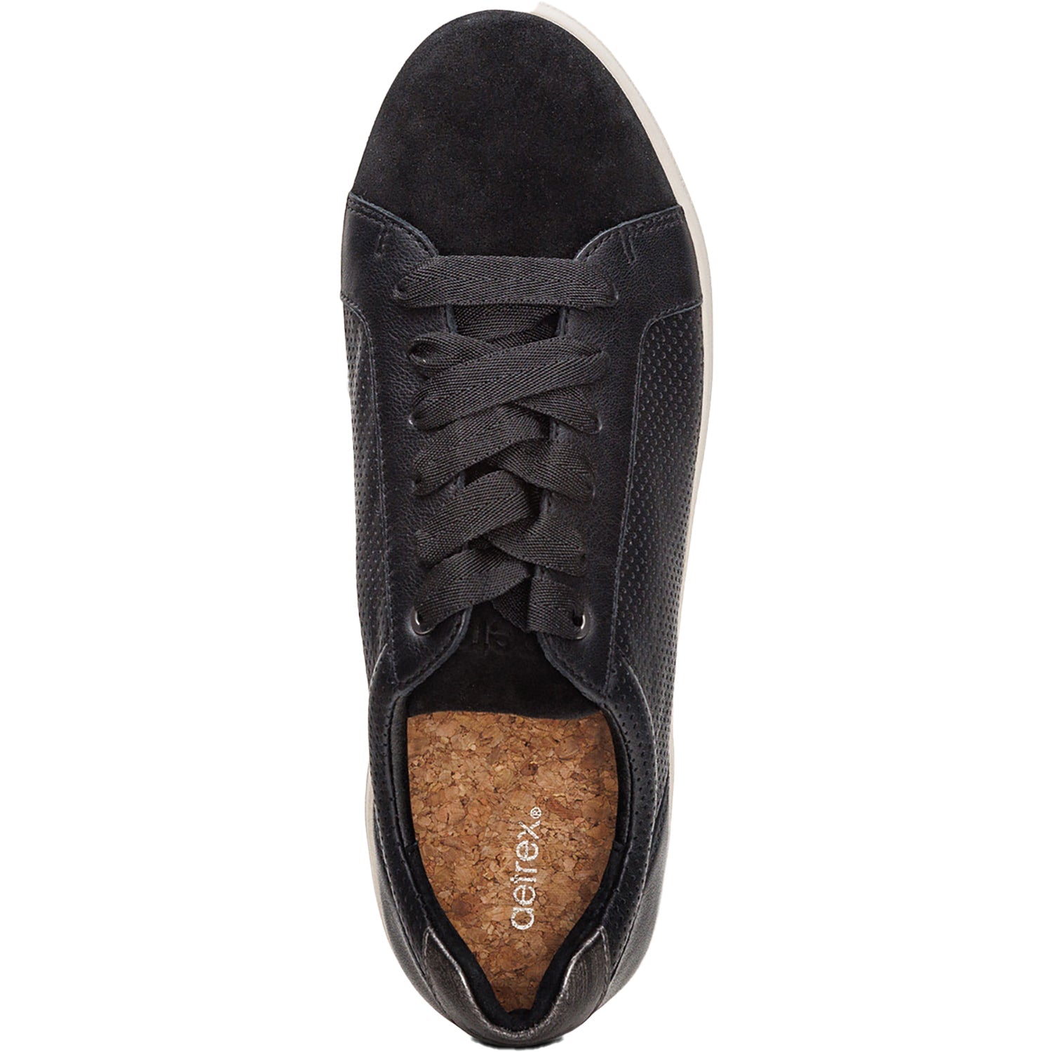 Aetrex Courtney Women's Sporty Lace Up Shoes Black Perf Leather/Suede