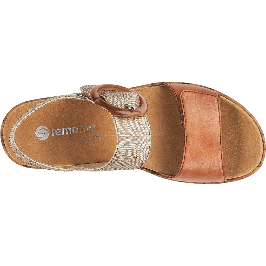 Remonte R6853-90 Jocelyn 53 Women's Backstrap Sandals Taupe Metallic Leather