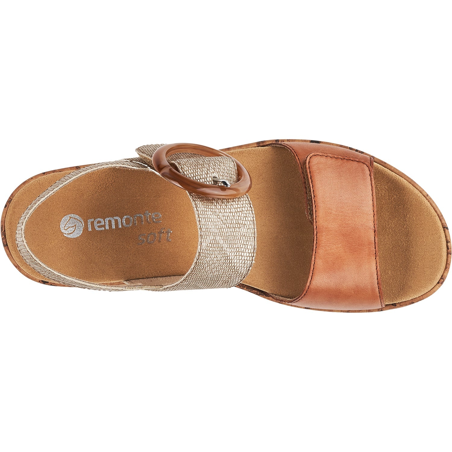Remonte R6853-90 Jocelyn 53 Women's Backstrap Sandals Taupe Metallic Leather