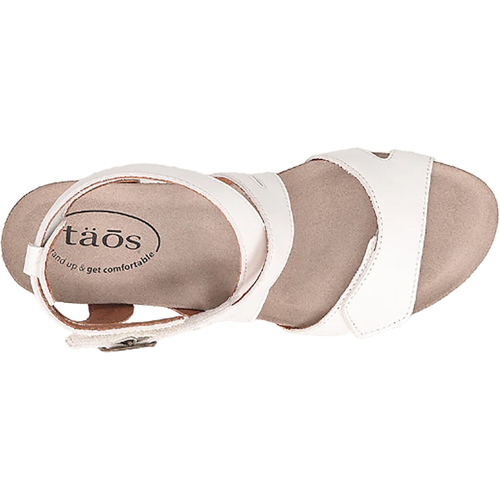 Taos Carousel 3 Women's Wedge Heel Sandals White Leather