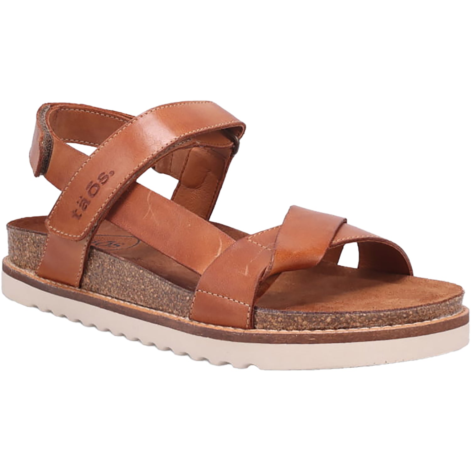 Taos Sideways Women's Ankle Strap Sandals Caramel Leather