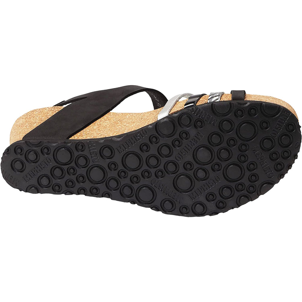 Mephisto Lucia Women's Wedge Heel Sandals Black Nubuck/Leather