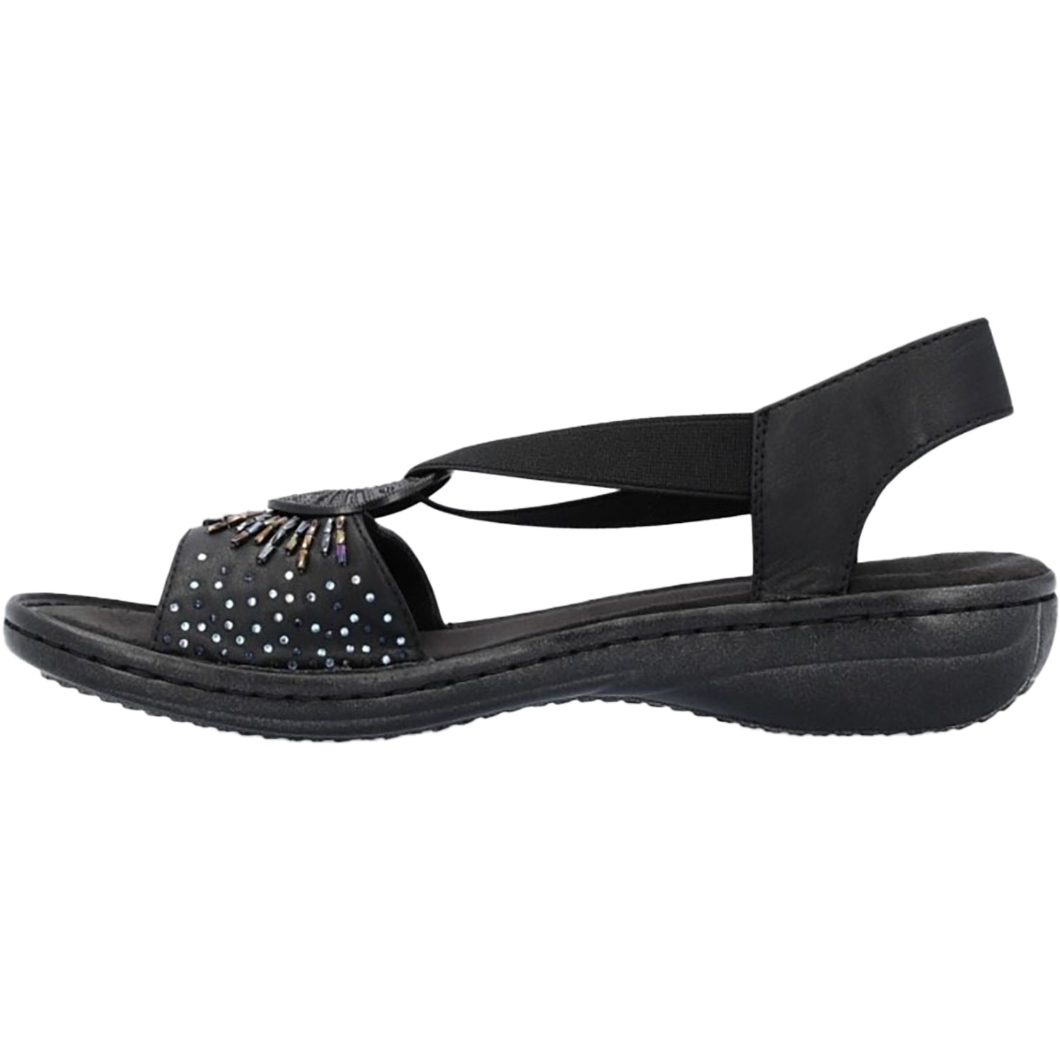 Rieker 60880-00 With Beads Women's Sandals Black W Beads Synthetic