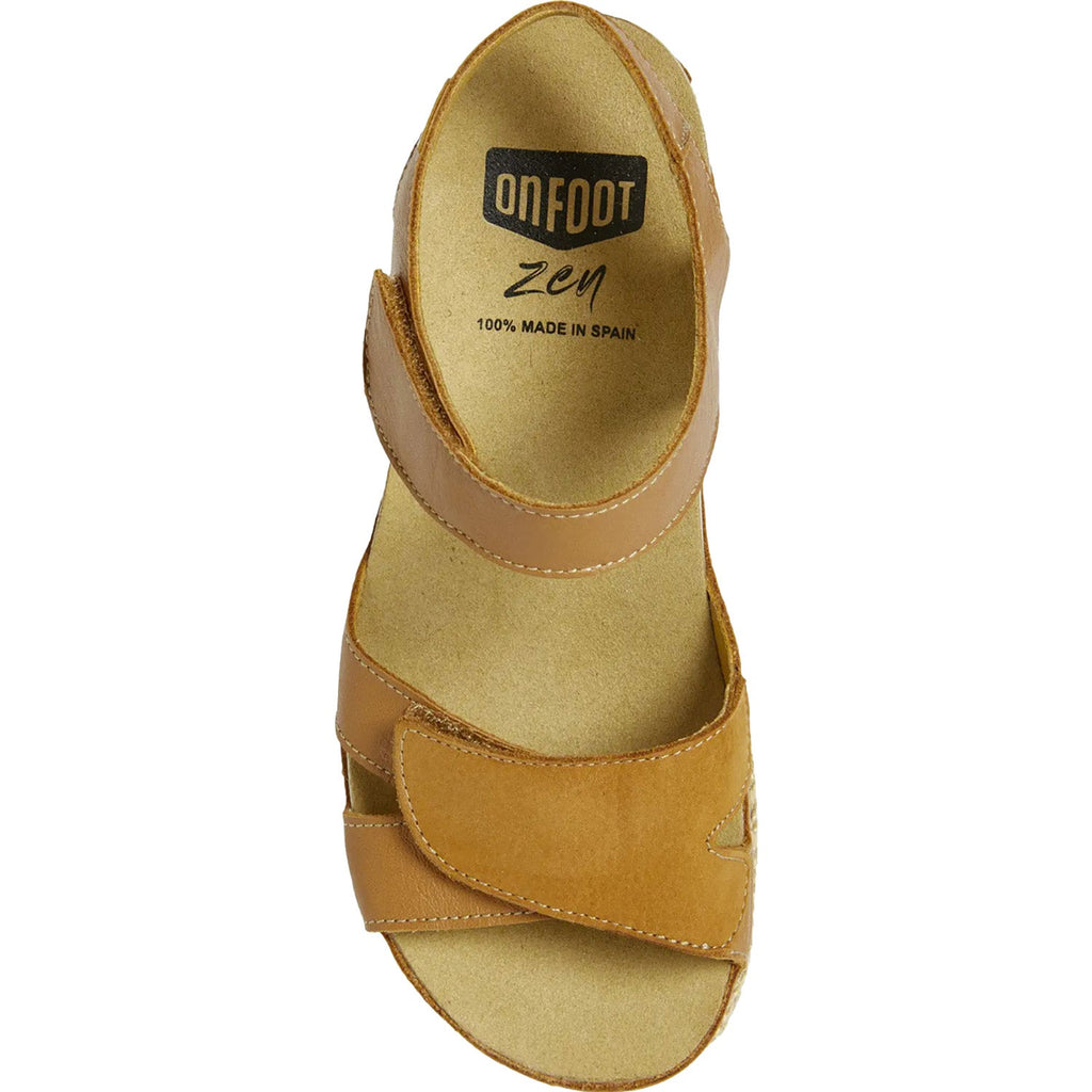 On Foot Cynara 221 Trenton Women's Ankle Strap Sandals Tan Leather
