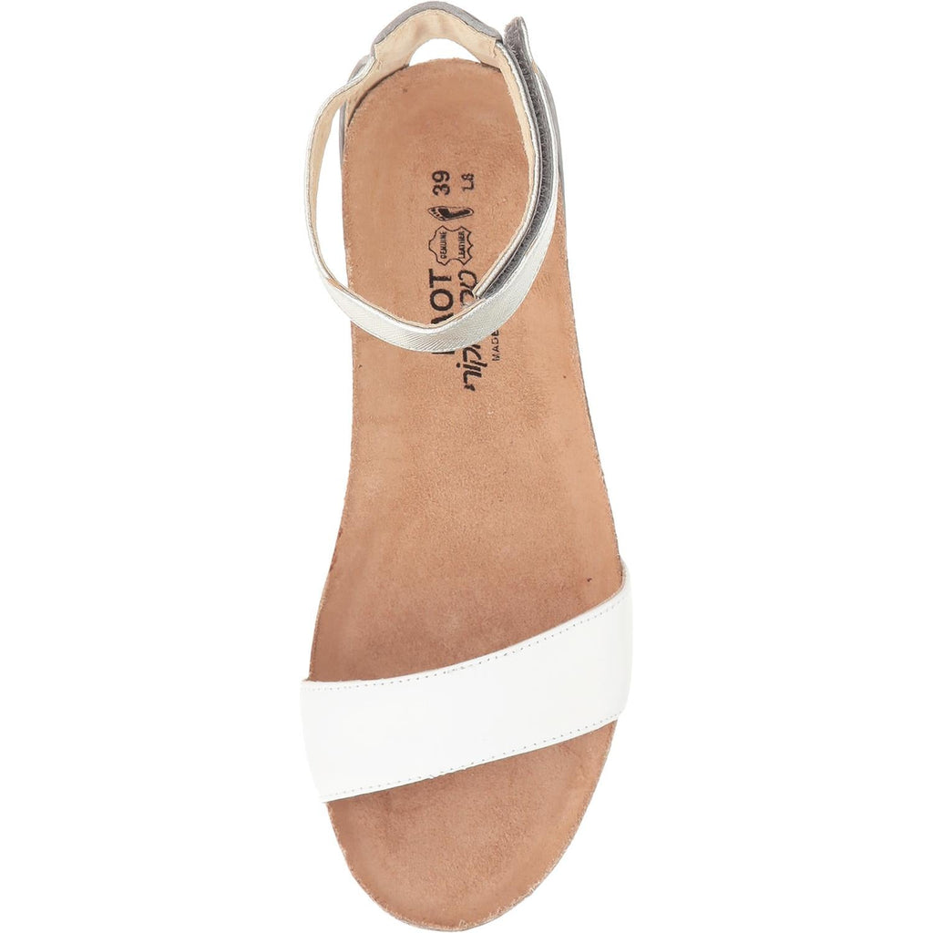 Naot Pixie Women's Ankle Strap Sandals White/Slate/Silver Leather
