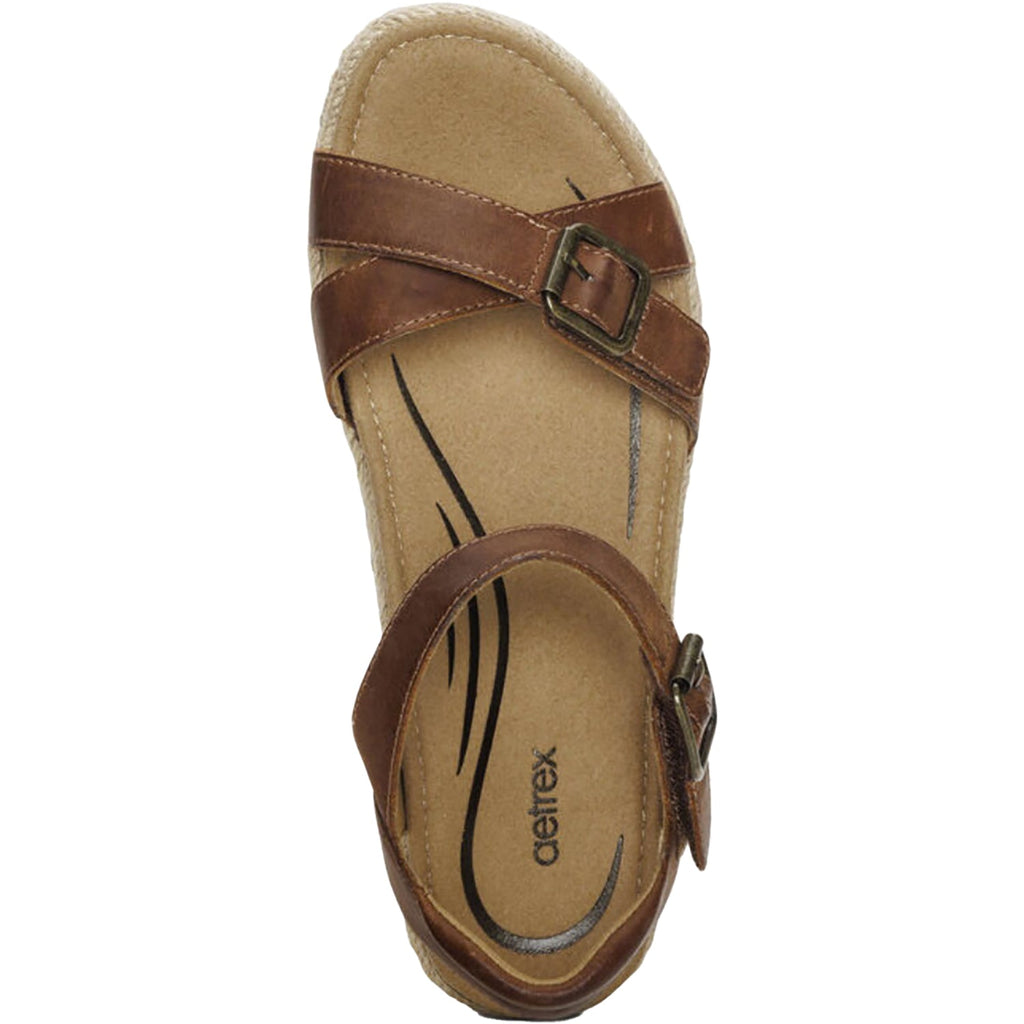 Aetrex Paula Women's Espadrille Sandals Walnut Leather