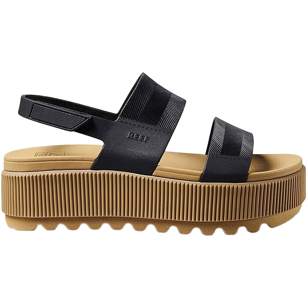 Reef Water Vista Higher Women's Ankle Strap Platform Sandals Black/Tan