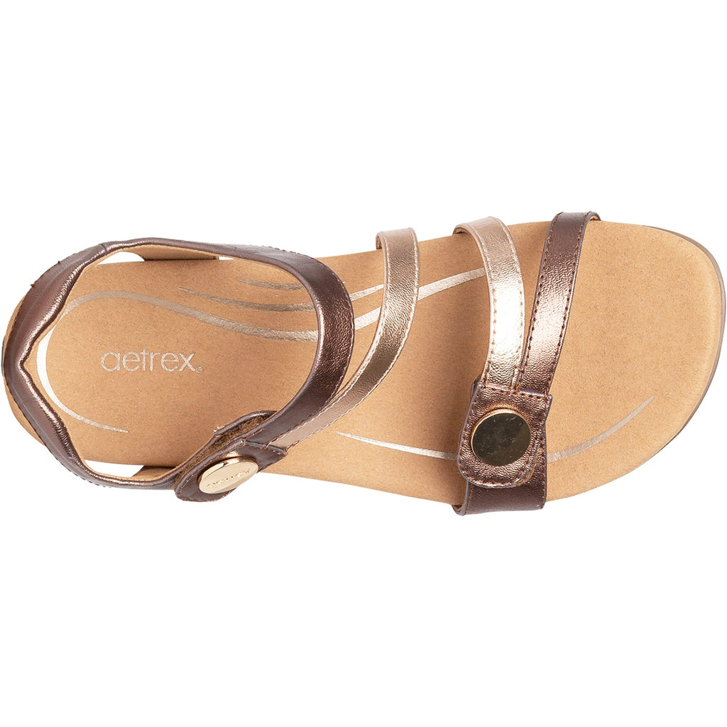 Aetrex Jess Women's Ankle Strap Sandals Bronze Synthetic