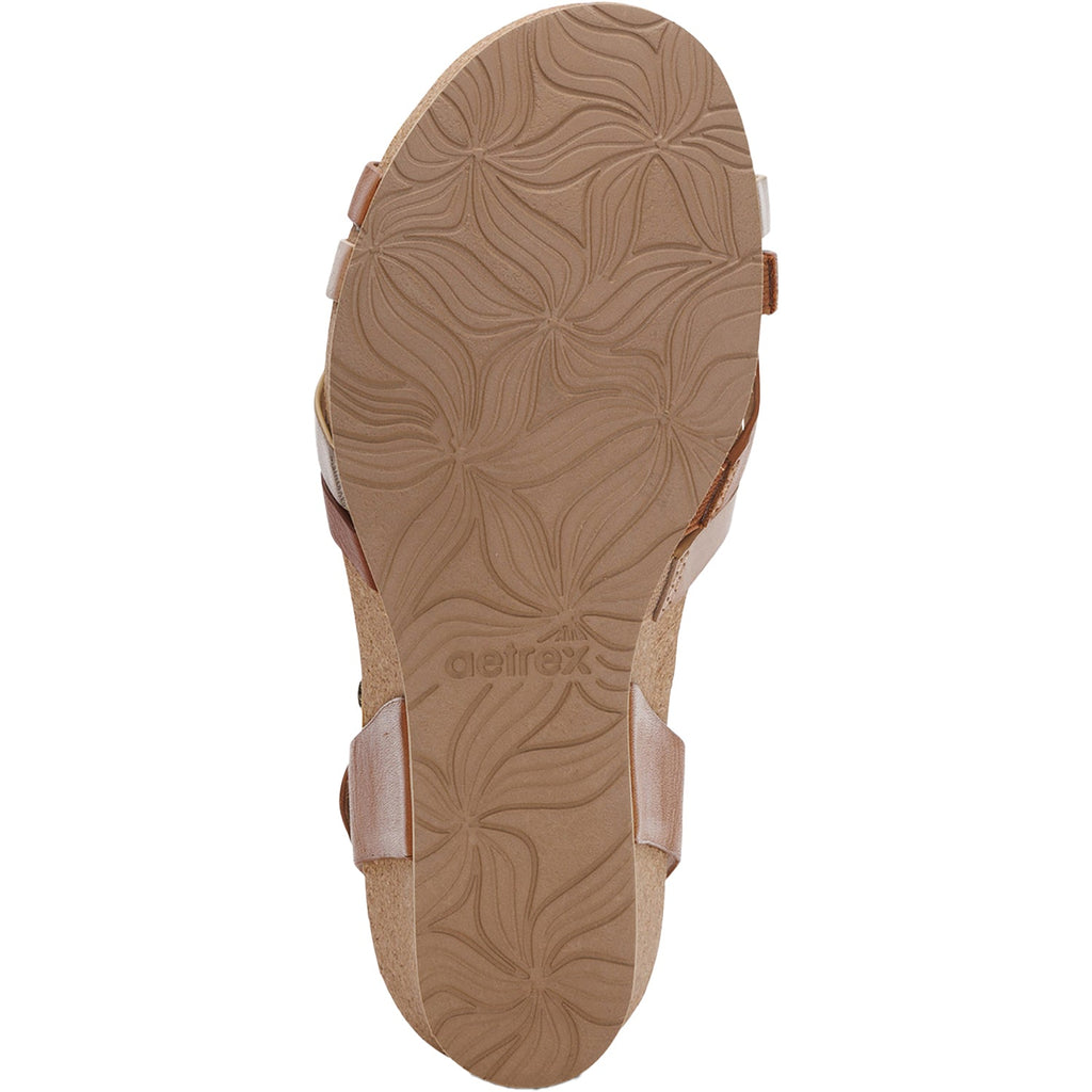 Aetrex Noelle Women's Wedge Sandals Ginger Multi Leather